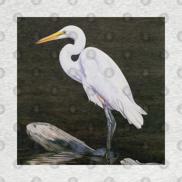 Great White Egret Painting by EmilyBickell